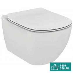 Σετ Λεκάνη επίτοιχη (κρεμαστή) υψηλής πίεσης + Κάλυμμα soft closing Aquablade Sandwich slim κρυφή στήριξη 53,5x36,5 επιφάνεια: Ματ, χρώμα: Λευκό Επίτοιχες ΥΠ