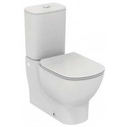 Floor standing close-coupled toilet & flushing cistern & toilet seat soft closing, style: Sandwich Aquablade back to wall horizontal outlet p Slim 66,5x36,5 surface: Matt, color: White