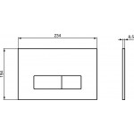 Πλακέτα εντοιχιζόμενου καζανακίου από ABS διπλής ενέργειας μηχανικά, χρώμα: Χρωμέ επιφάνεια: Ματ Πλακέτες
