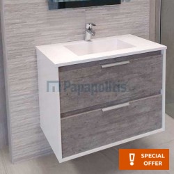 Βάση επίπλου με νιπτήρα 80x46x60 από ξύλο συνθετικό επίτοιχου τύπου με 1 νιπτήρα Cement, χρώμα: Γκρι Βάσεις επίπλου με νιπτήρα