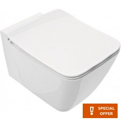 Wall-mounted toilet & toilet seat soft closing, style: Sandwich Aquablade hidden fixation Slim 54,5x36,5 surface: Glossy, color: White Wall-mounted