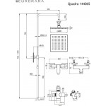 Shower tap with showerpipe and overhead shower Wall-mounted material: Brass mixer, color: Black surface: Matt Wall-mounted exposed with showerpipe and overhead shower