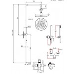 Shower tap with showerpipe and overhead shower Wall-mounted material: Brass mixer, color: Black surface: Matt Wall-mounted exposed with showerpipe and overhead shower Shower tap with showerpipe and overhead shower Wall-mounted material: Brass mixer, color: Black surface: Matt Wall-mounted exposed with showerpipe and overhead shower