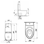 Floor standing close-coupled toilet & flushing cistern & toilet seat, style: Wrapover back to wall horizontal outlet p with rim 72x39 surface: Glossy, color: White Floor standing close-coupled