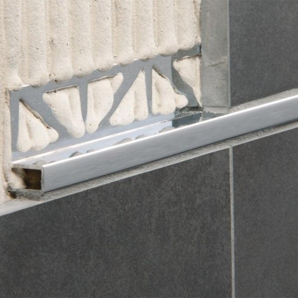 Αρμοκάλυπτρο τετράγωνο, 10mm, 2,7m, χρωμέ γυαλιστερό από αλουμίνιο Προφίλ & αρμοκάλυπτρα 