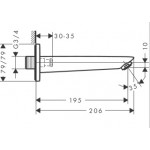 Spout (Nozzle) 19,5cm Wall-mounted material: Brass, color: Chrome surface: Glossy Bath spouts Spout (Nozzle) 19,5cm Wall-mounted material: Brass, color: Chrome surface: Glossy Bath spouts