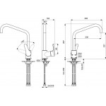 Kitchen tap Deck-mounted material: Brass incling spout, color: Chrome surface: Glossy Deck-mounted Kitchen tap Deck-mounted material: Brass incling spout, color: Chrome surface: Glossy Deck-mounted