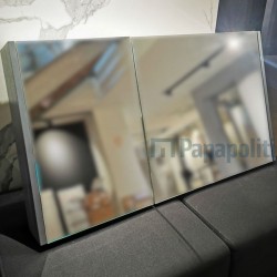 Καθρέπτης, σχήμα: Ορθογώνιο 100x55x15 από λάκα & ντουλάπι, χρώμα: Γκρι