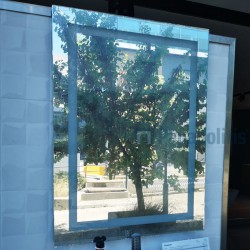 Καθρέπτης, σχήμα: Ορθογώνιο 60x80 από κρύσταλλο με πλαίσιο LED