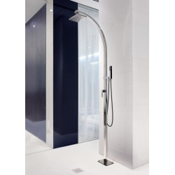 Στήλη ντους εξωτερικού χώρου από inox & διακόπτης, τηλέφωνο, σπιράλ, AISI 316, χρώμα: Χρωμέ επιφάνεια: Γυαλιστερή Εξωτερικού χώρου