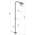 Στήλη ντους εξωτερικού χώρου από inox & διακόπτης, AISI 316, χρώμα: Χρωμέ επιφάνεια: Γυαλιστερή Εξωτερικού χώρου