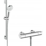 Shower tap Wall-mounted exposed material: Brass thermostatic with hand shower, hose and slider rail Ecostat 1001 CL, Vario, color: Chrome surface: Glossy Wall-mouned exposed Shower tap Wall-mounted exposed material: Brass thermostatic with hand shower, hose and slider rail Ecostat 1001 CL, Vario, color: Chrome surface: Glossy Wall-mouned exposed