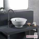 Νιπτήρας επικαθήμενος 39,5x39,5 από πορσελάνη με υπερχείλιση χωρίς οπή , χρώμα: Λευκό επιφάνεια: Γυαλιστερή Επικαθήμενοι