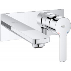 Wash basin tap Wall-mounted - external part mixer With plate Without waste, color: Chrome 14,9cm material: Brass surface: Glossy