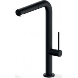 Kitchen tap Deck-mounted material: Brass with shower, color: Black surface: Matt Deck-mounted
