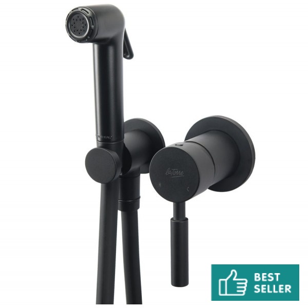 Σύστημα ντους μπιντέ εντοιχιζόμενο κομπλέ αναμεικτικό Flush Mix από ορείχαλκο, χρώμα: Μαύρο επιφάνεια: Ματ Συστήματα ντους μπιντέ εντοιχιζόμενα