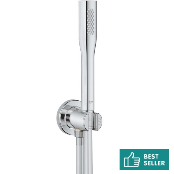 Shower head W/ hose, holder and outlet elbow 1 jet, color: Chrome surface: Glossy Hand showers