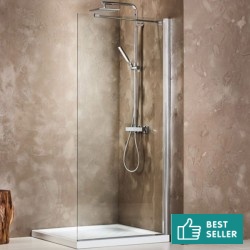 Shower enclosure Linear 100x185 6mm fixed Clean Glass, 6mm surface: Glossy, color: Chrome Linear