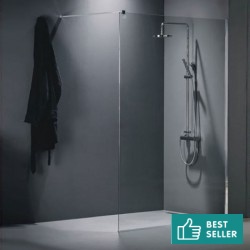 Shower enclosure Linear 87x200 8mm fixed Μέγιστη προβολή 100 εκ. (μειώνεται με κοπή του βραχίονα). surface: Glossy, color: Chrome Linear
