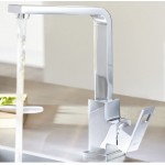 Kitchen tap Deck-mounted material: Brass L-Spout, color: Chrome surface: Glossy Deck-mounted