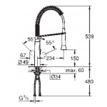Kitchen tap Deck-mounted material: Brass with shower, color: Chrome surface: Glossy Deck-mounted