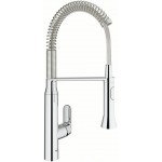 Kitchen tap Deck-mounted material: Brass with shower, color: Chrome surface: Glossy Deck-mounted