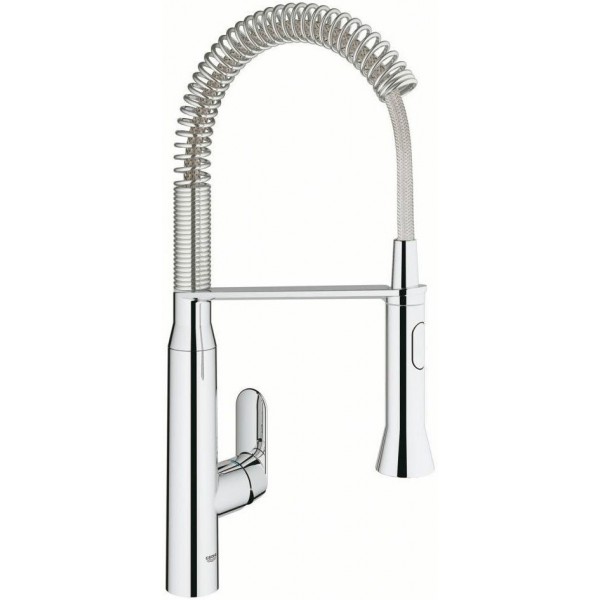 Kitchen tap Deck-mounted material: Brass with shower, color: Chrome surface: Glossy Deck-mounted