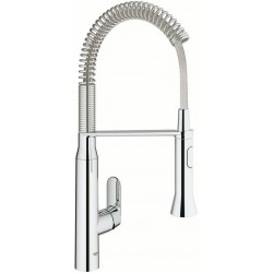 Kitchen tap Deck-mounted material: Brass with shower, color: Chrome surface: Glossy