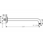Βραχίονας 38,9cm brushed nickel επίτοιχος τύπος από ορείχαλκο, χρώμα: Χρωμέ επιφάνεια: Βουρτσισμένη Βραχίονες κεφαλής ντους