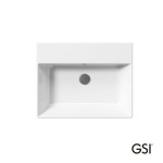 Washbasin Wall-mounted 60x47x14 With 1 bowl With hole in the middle With overflow / no pedestal material: Porcelain, color: White surface: Glossy Wall-mounted