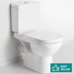 Σετ Λεκάνη επιδαπέδια ΧΠ (χαμηλής πίεσης) + Καζανάκι + Κάλυμμα soft closing Rimless Wrapover πίσω σιφώνι P DirectFlush 67x36 επιφάνεια: Γυαλιστερή, χρώμα: Λευκό