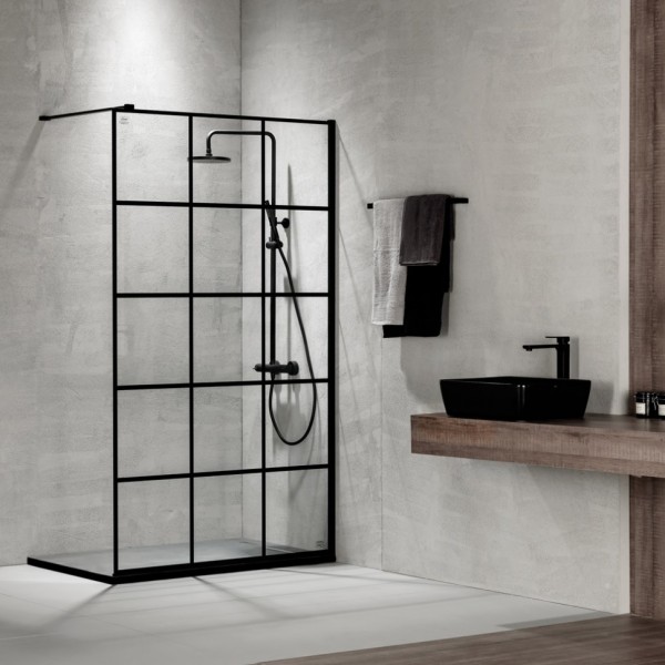 Shower enclosure Linear 100x200 8mm fixed surface: Matt, color: Black Linear