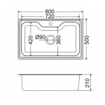Sink Stainless (Steel) 80x50 material: Inox surface: Satin free nested 1 bowl 1B 1D, color: Chrome Stainless steel