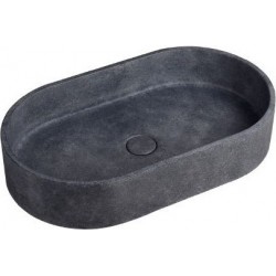 Washbasin Free standing 60x35x12 material: Concrete Without hole Without overflow, color: Black surface: Matt