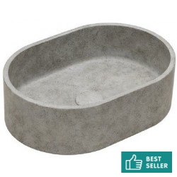 Washbasin Free standing 40x28x12 material: Concrete Without hole Without overflow, color: Grey surface: Matt Free standing