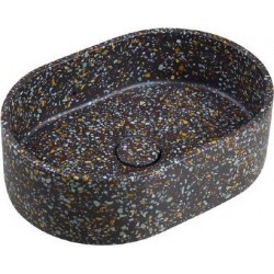 Washbasin Free standing 40x28x12 material: Concrete Without hole Without overflow Terrazzo, color: Black surface: Matt Free standing