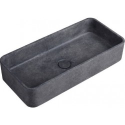 Washbasin Free standing 60x28x12 material: Concrete Without hole Without overflow, color: Black surface: Matt Free standing
