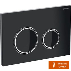 Πλακέτα εντοιχιζόμενου καζανακίου από ανοδιωμένο ψευδάργυρο διπλής ενέργειας μηχανικά, χρώμα: Μαύρο επιφάνεια: Γυαλιστερή Πλακέτες