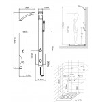 Στήλη ντους 131,4cm από ABS, χρώμα: Μαύρο επιφάνεια: Ματ Απλές