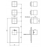 Shower tap Wall-mounted external part 3 way 4 holes material: Brass thermostatic without hand shower, hose and holder, color: Chrome surface: Glossy Wall-mounted - external part