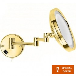 Make up mirror material: Brass with light Wall-mounted, color: Bronze surface: Brushed Makeup mirrors