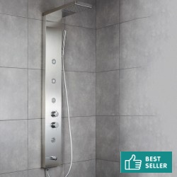 Στήλη ντους με υδρομασάζ inox 143cm, χρώμα: Χρωμέ επιφάνεια: Βουρτσισμένη Με υδρομασάζ