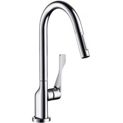 Kitchen tap Deck-mounted material: Brass with shower, color: Chrome surface: Glossy