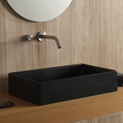 Νιπτήρας ελευθέρας τοποθέτησης 60x40x14 από πορσελάνη χωρίς οπή  χωρίς υπερχείλιση, χρώμα: Μαύρο επιφάνεια: Ματ Ελευθέρας τοποθέτησης