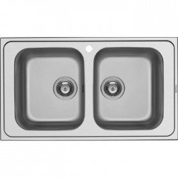 Νεροχύτης ανοξείδωτος 86x50 από inox επιφάνεια: Γυαλισμένη χωρίς πάγκο ένθετος 2 γούρνες Extra 2B, χρώμα: Χρωμέ Ανοξείδωτοι