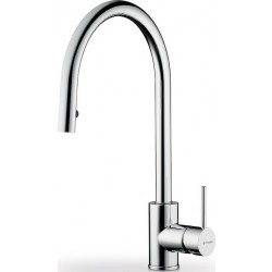 Μπαταρία κουζίνας επικαθήμενη από ορείχαλκο με ντους, χρώμα: Χρωμέ επιφάνεια: Γυαλιστερή Επικαθήμενες