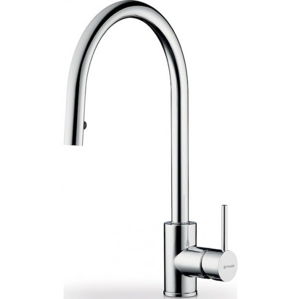 Kitchen tap Deck-mounted material: Brass with shower, color: Chrome surface: Glossy Deck-mounted Kitchen tap Deck-mounted material: Brass with shower, color: Chrome surface: Glossy Deck-mounted