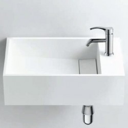 Νιπτήρας επίτοιχος 50x30x15 με 1 γούρνα με οπή δεξιά χωρίς κολώνα από solid surface, χρώμα: Λευκό επιφάνεια: Ματ Επίτοιχοι
