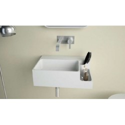 Νιπτήρας επίτοιχος 50x36x15,5 1.0 με 1 γούρνα χωρίς κολώνα χωρίς οπή  από solid surface, χρώμα: Λευκό επιφάνεια: Ματ Επίτοιχοι