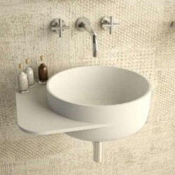 Νιπτήρας επίτοιχος 49x43x15,5 2.0 με 1 γούρνα χωρίς κολώνα χωρίς οπή  από solid surface, χρώμα: Λευκό επιφάνεια: Ματ Επίτοιχοι